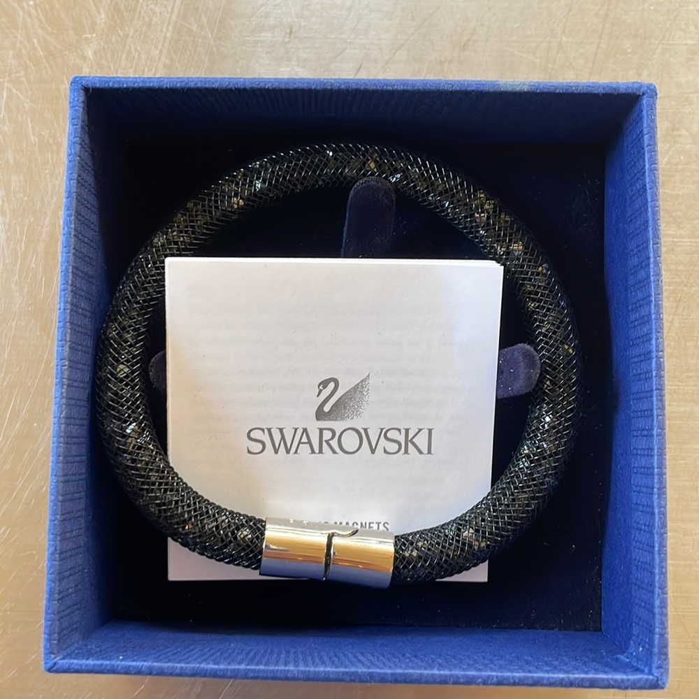 Swarovski bracelet Stardust black crystals  EUC retired